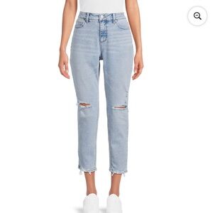 Time and Tru Women's Cropped High Rise Distressed Mom Jeans Size 4